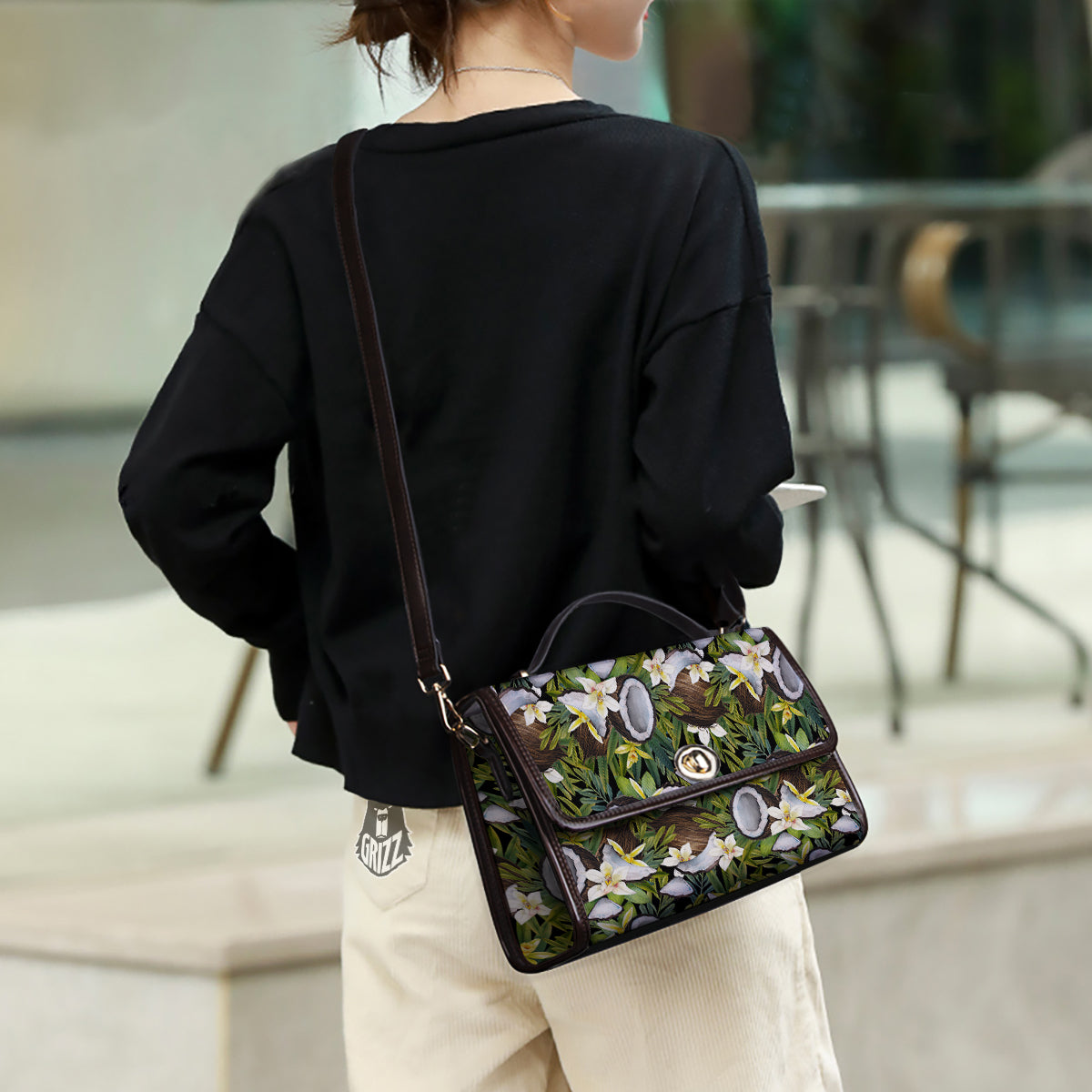 Coconut And Vanilla Flower Print Pattern Women's Satchel Bag-grizzshop