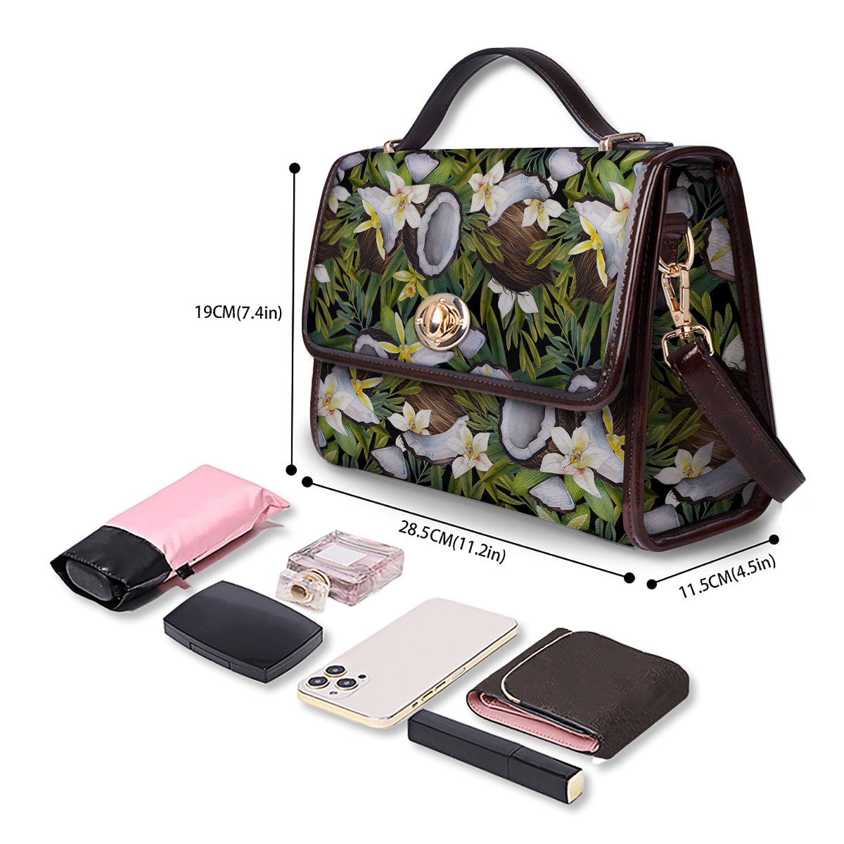 Coconut And Vanilla Flower Print Pattern Women's Satchel Bag-grizzshop