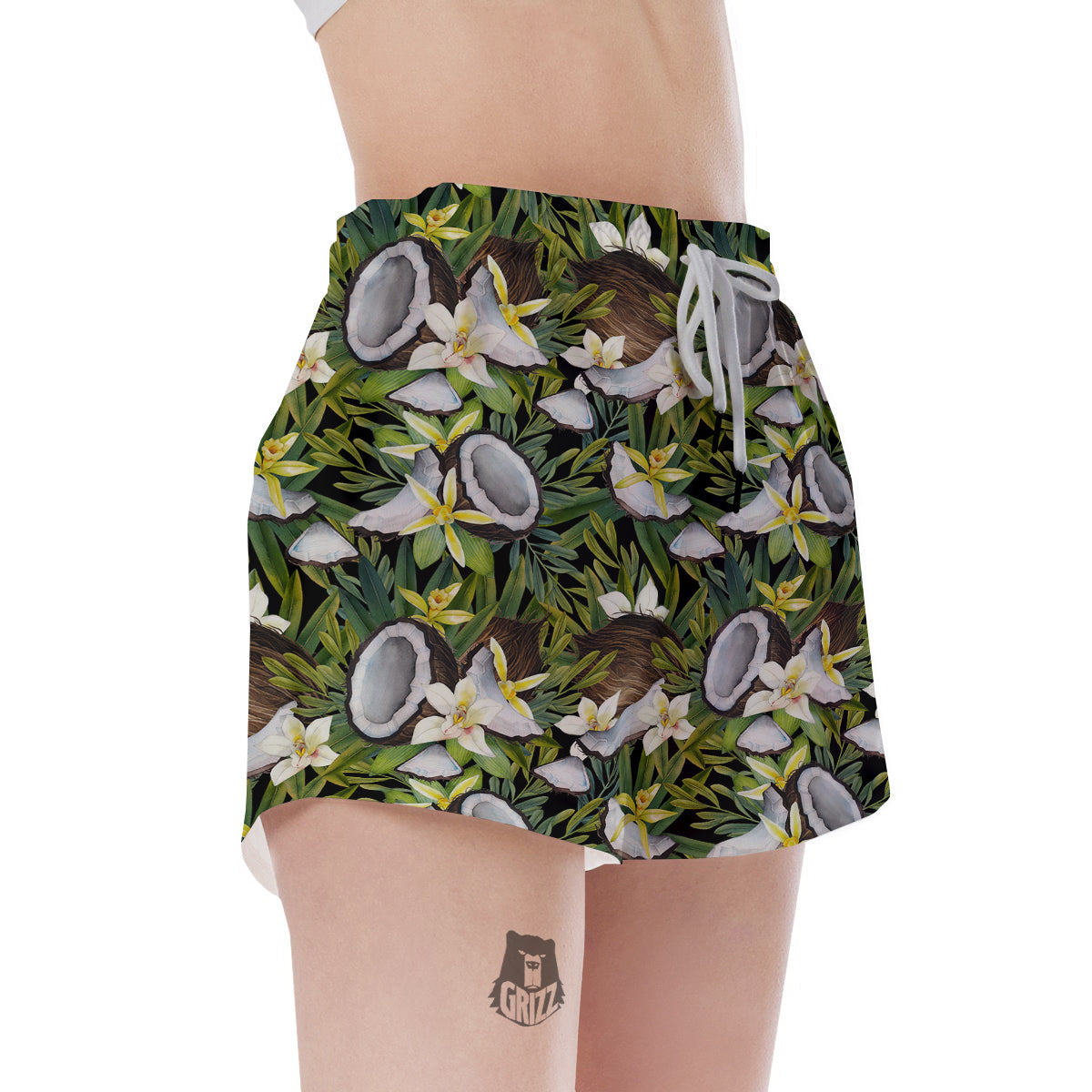 Coconut And Vanilla Flower Print Pattern Women's Shorts-grizzshop