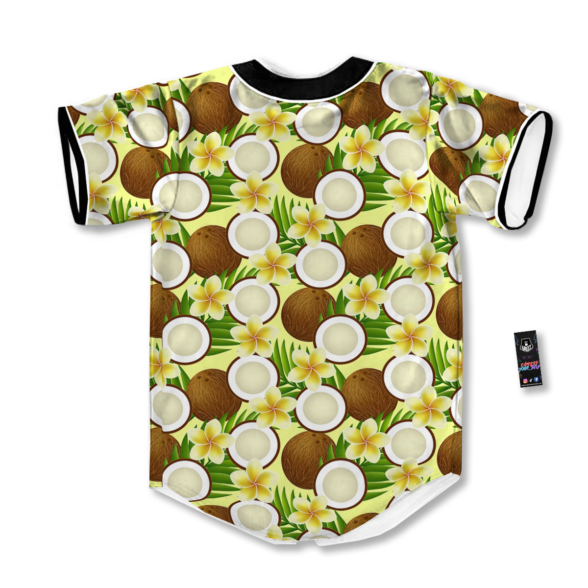Coconut Beige Print Pattern Baseball Jersey-grizzshop
