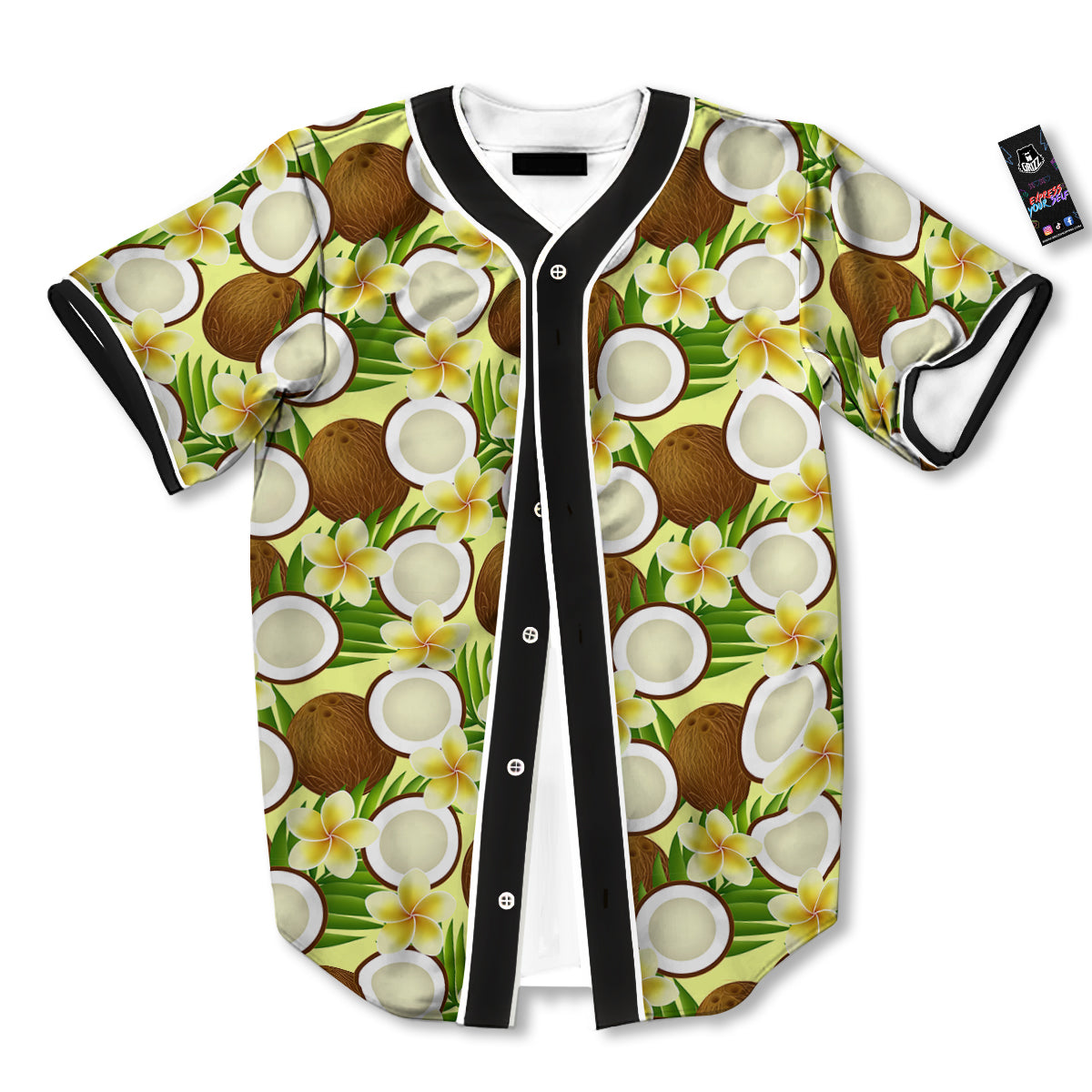 Coconut Beige Print Pattern Baseball Jersey-grizzshop