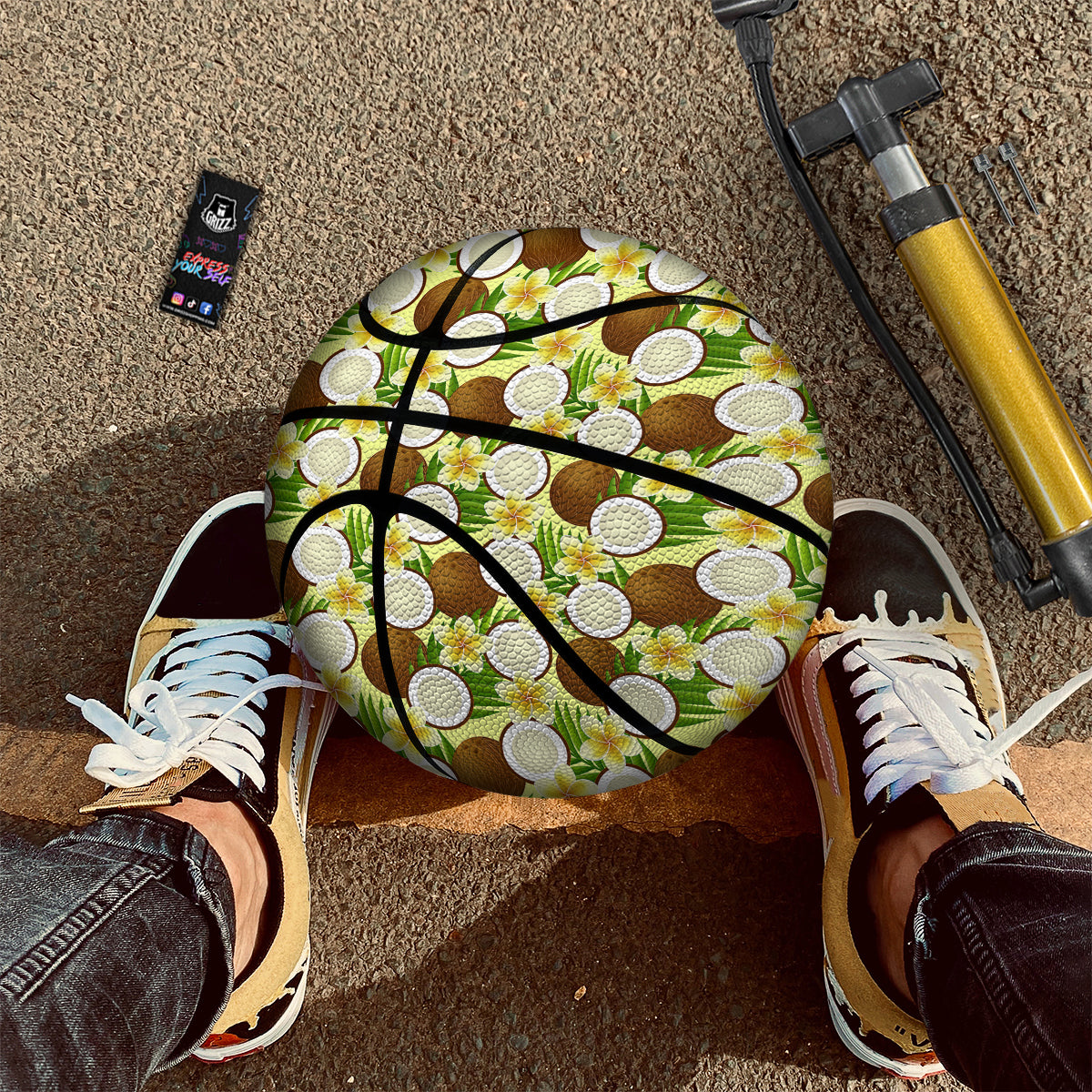 Coconut Beige Print Pattern Basketball-grizzshop
