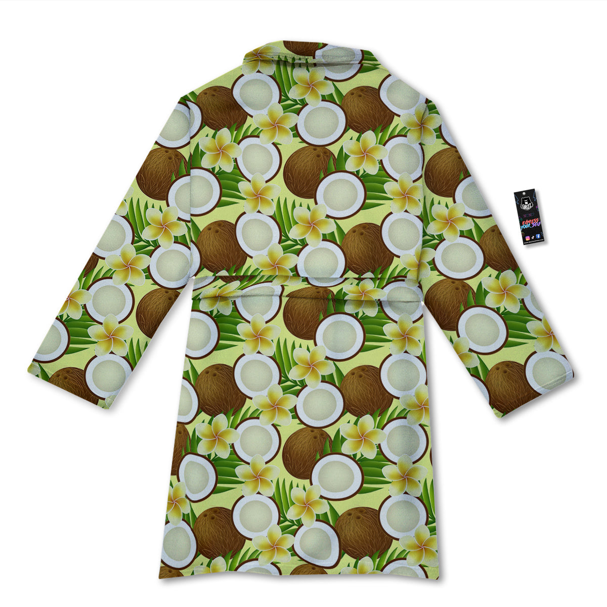 Coconut Beige Print Pattern Bathrobe-grizzshop