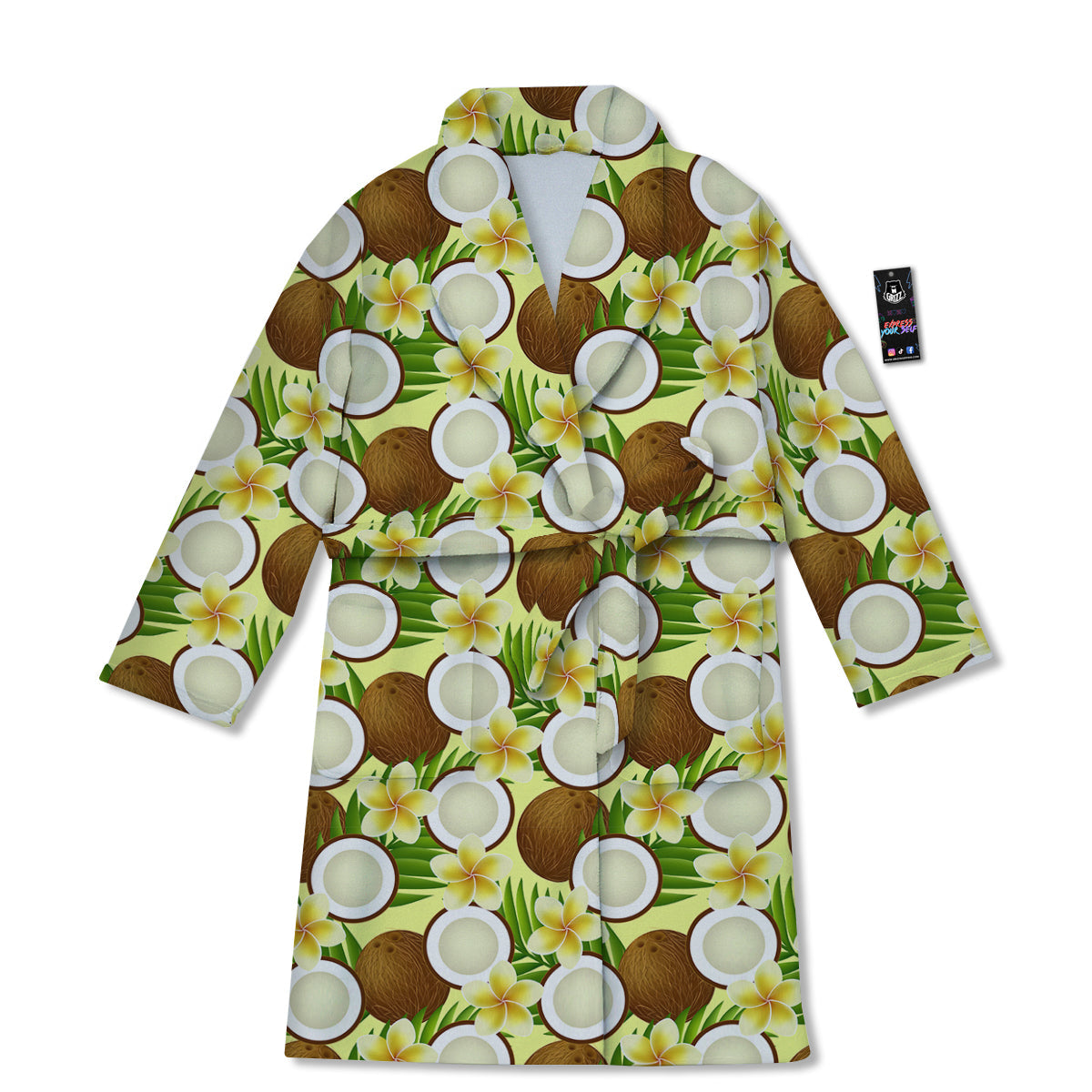 Coconut Beige Print Pattern Bathrobe-grizzshop