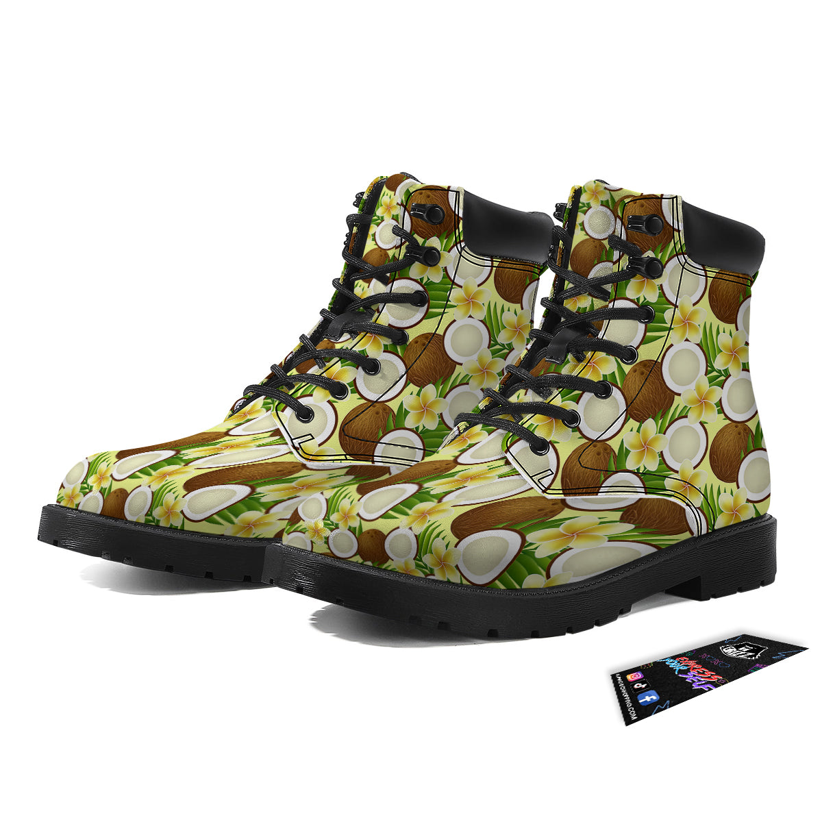 Coconut Beige Print Pattern Boots-grizzshop