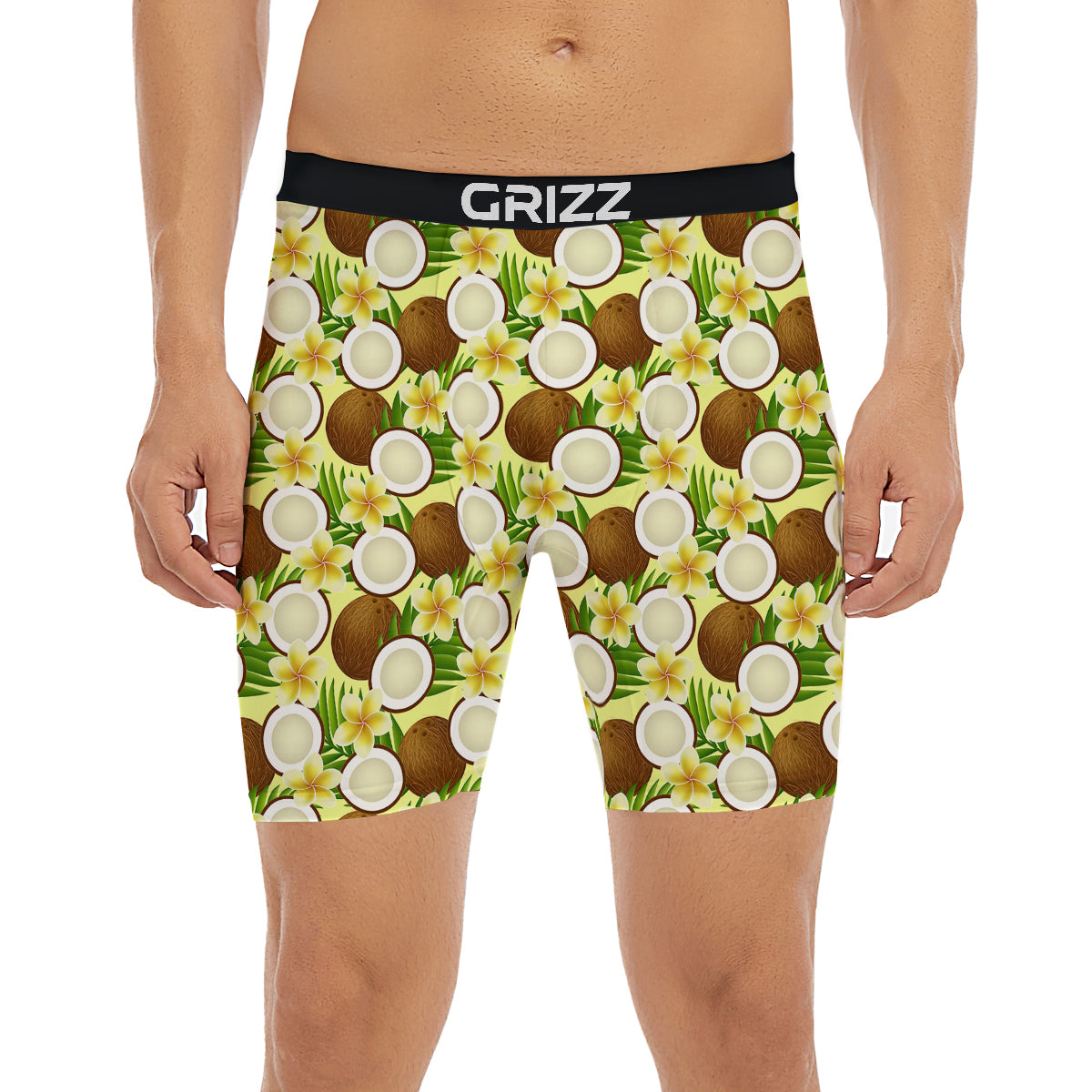 Coconut Beige Print Pattern Boxer Briefs-grizzshop