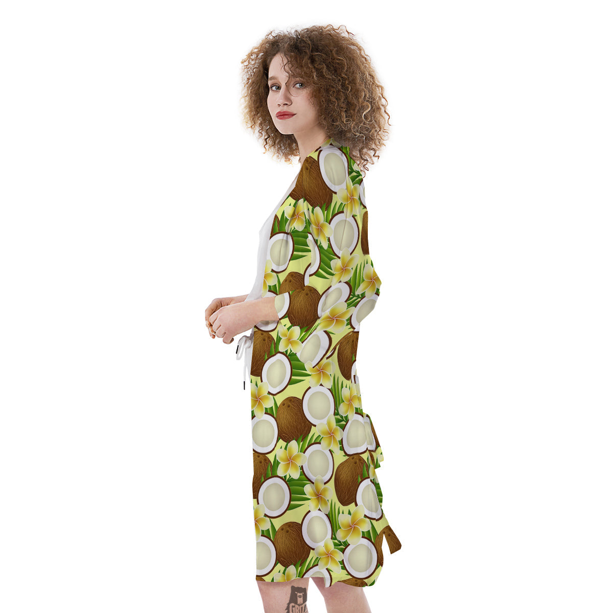 Coconut Beige Print Pattern Kimono-grizzshop