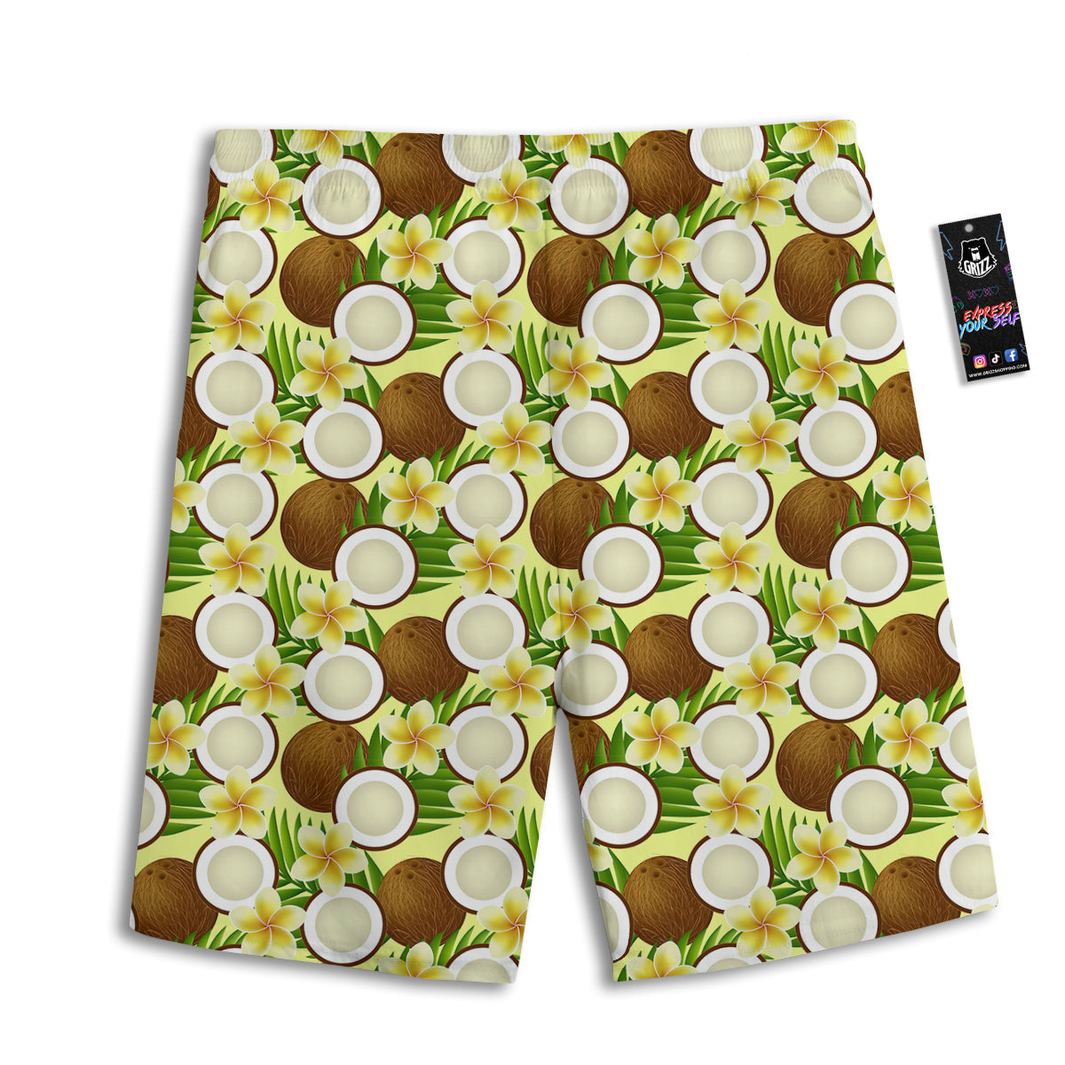 Coconut Beige Print Pattern Men's Athletic Shorts
