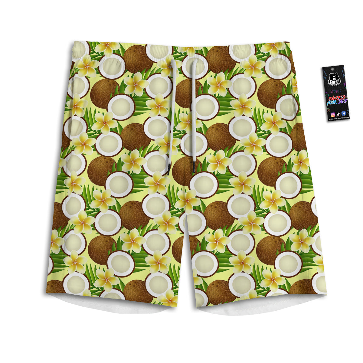 Coconut Beige Print Pattern Men's Athletic Shorts