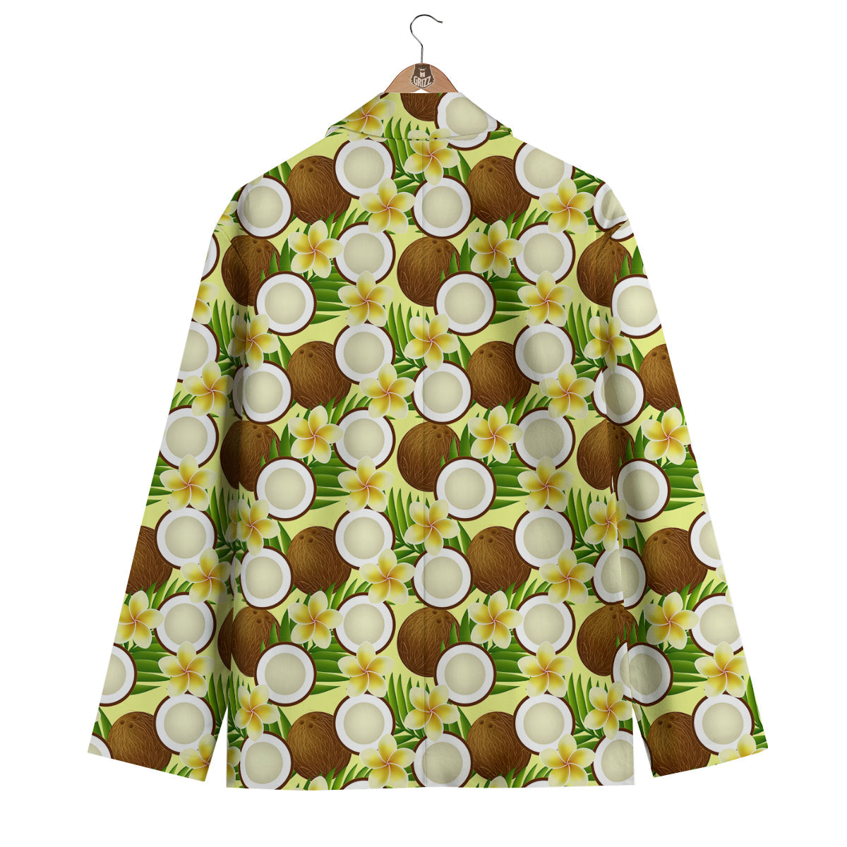 Coconut Beige Print Pattern Men's Blazer-grizzshop