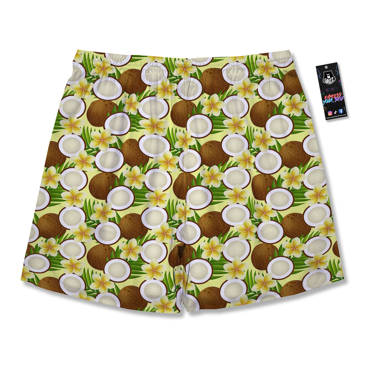 Coconut Beige Print Pattern Men's Running Shorts-grizzshop