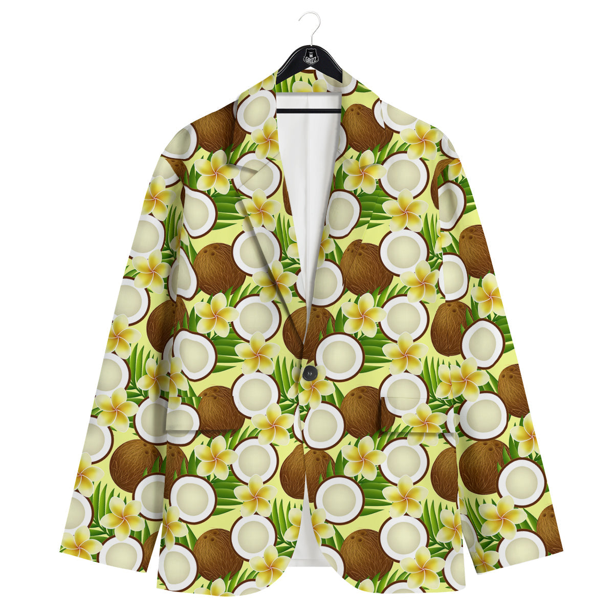 Coconut Beige Print Pattern Men's Sport Coat-grizzshop