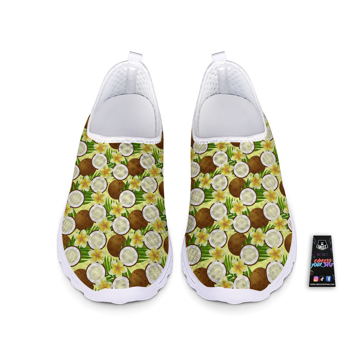 Coconut Beige Print Pattern Nurse Shoes-grizzshop