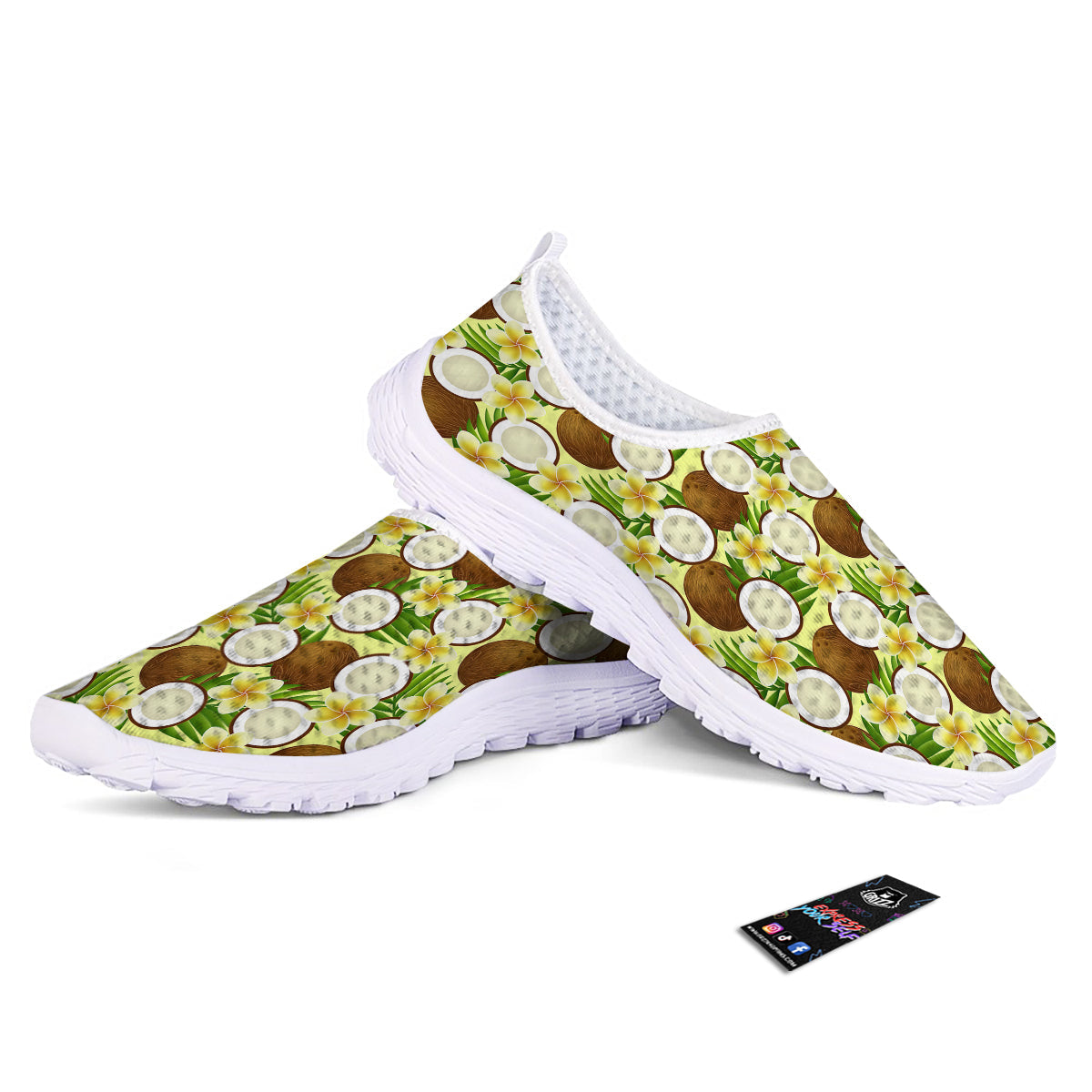 Coconut Beige Print Pattern Nurse Shoes-grizzshop