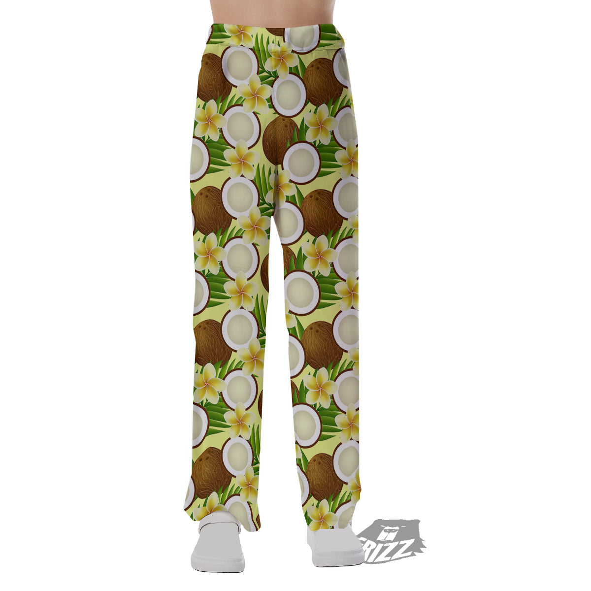 Coconut Beige Print Pattern Pajama Pants-grizzshop
