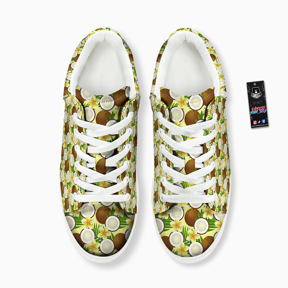 Coconut Beige Print Pattern Platform Shoes-grizzshop