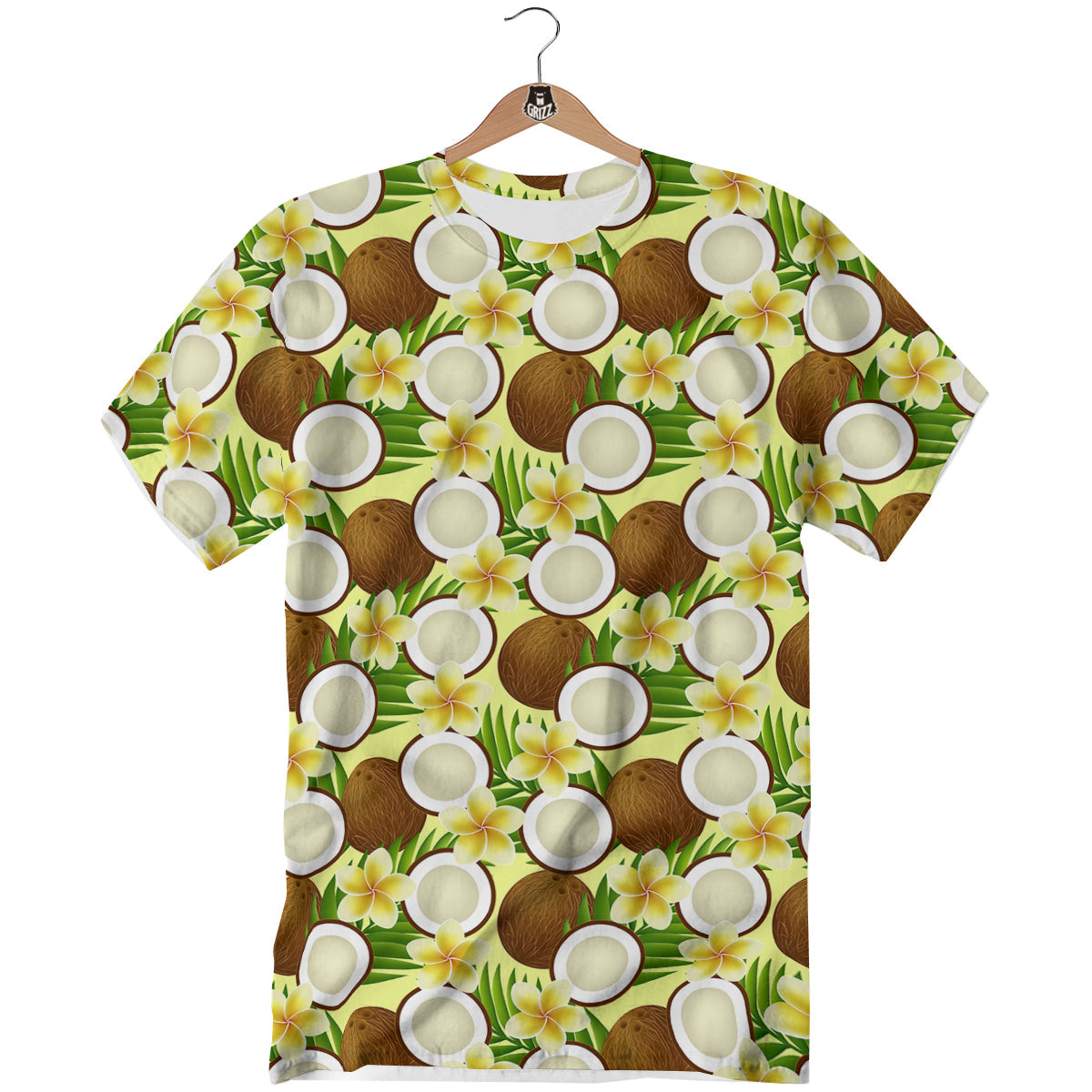 Coconut Beige Print Pattern T-Shirt-grizzshop