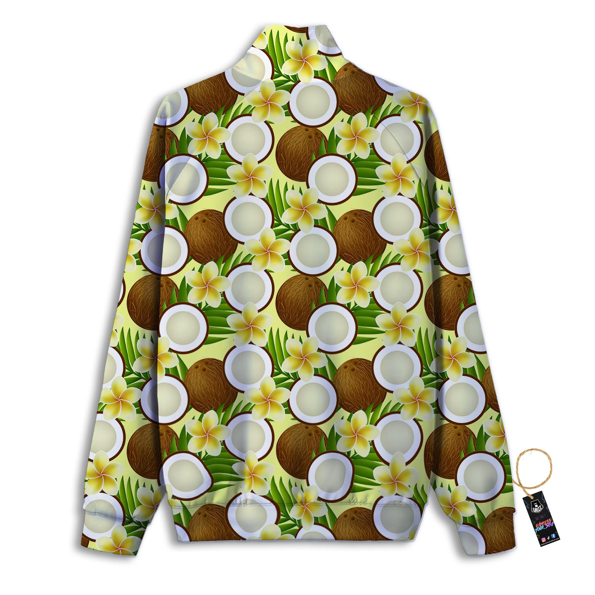 Coconut Beige Print Pattern Track Jacket-grizzshop