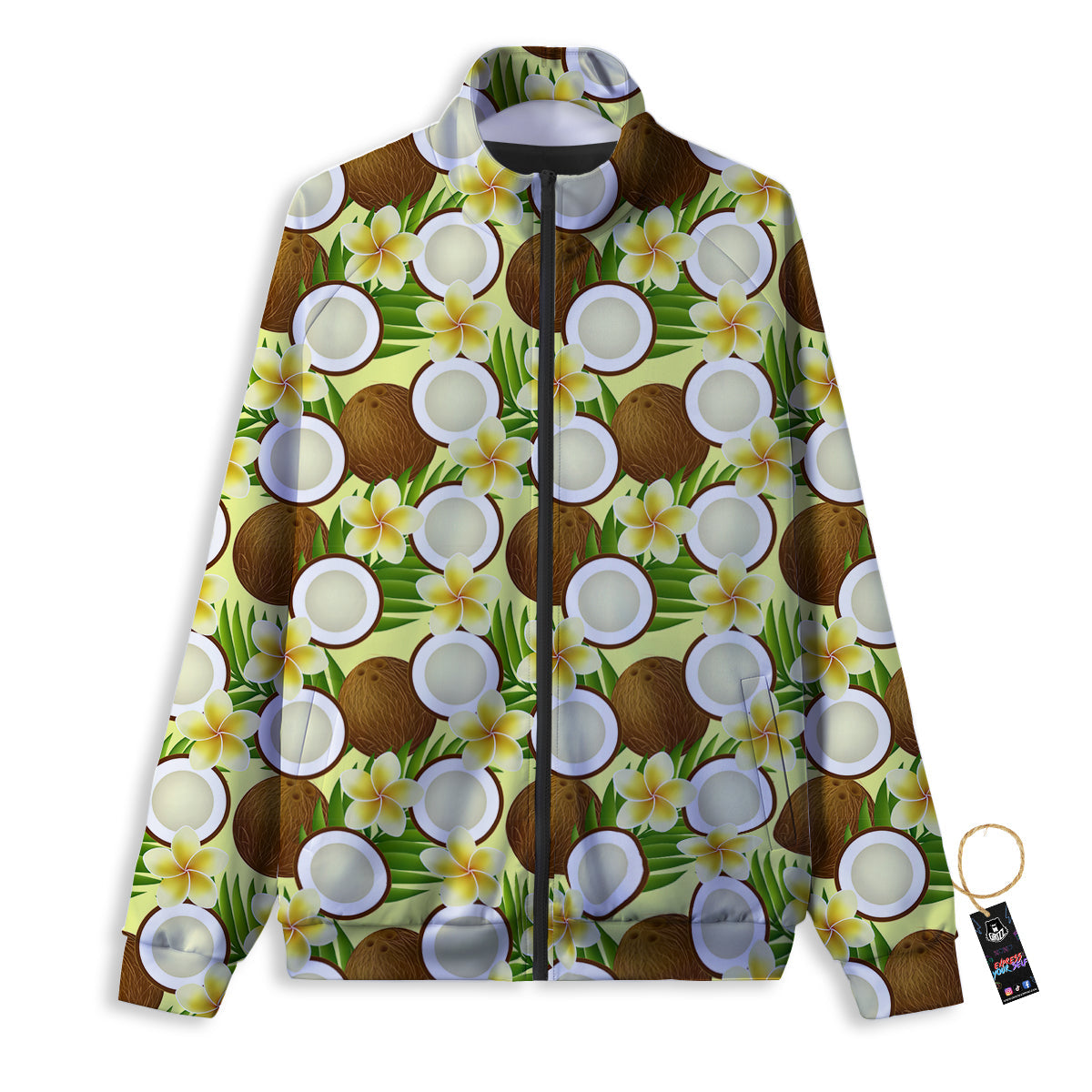 Coconut Beige Print Pattern Track Jacket-grizzshop