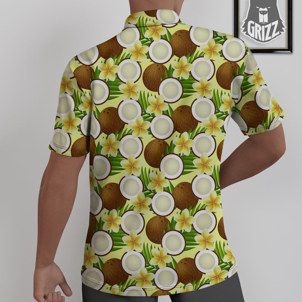 Coconut Beige Print Pattern Untucked Shirts-grizzshop
