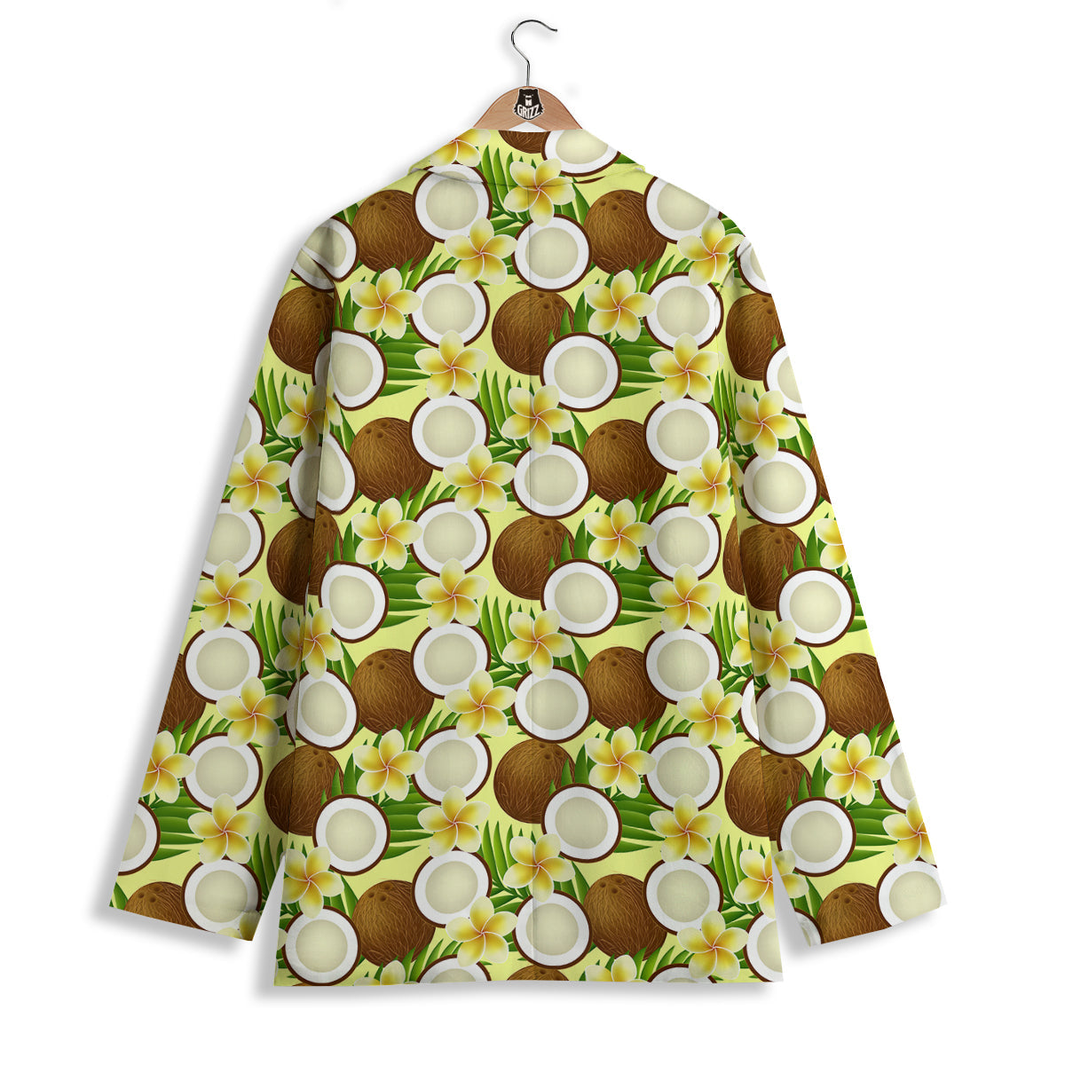 Coconut Beige Print Pattern Women's Blazer-grizzshop