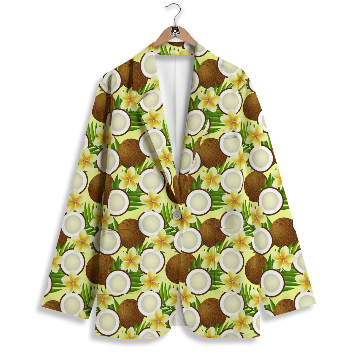 Coconut Beige Print Pattern Women's Blazer-grizzshop