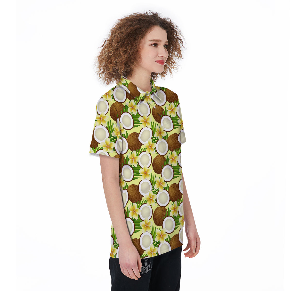 Coconut Beige Print Pattern Women's Golf Shirts-grizzshop