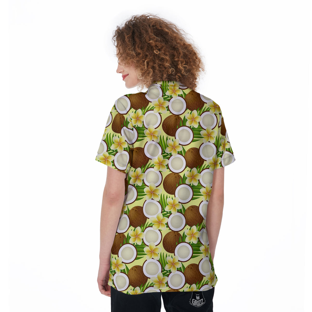 Coconut Beige Print Pattern Women's Golf Shirts-grizzshop