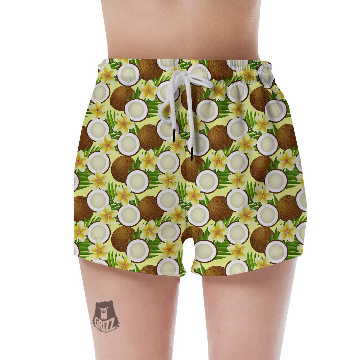Coconut Beige Print Pattern Women's Shorts-grizzshop