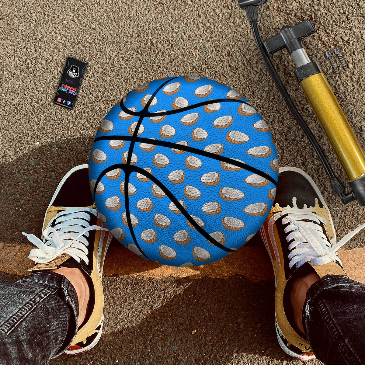 Coconut Blue Print Pattern Basketball-grizzshop