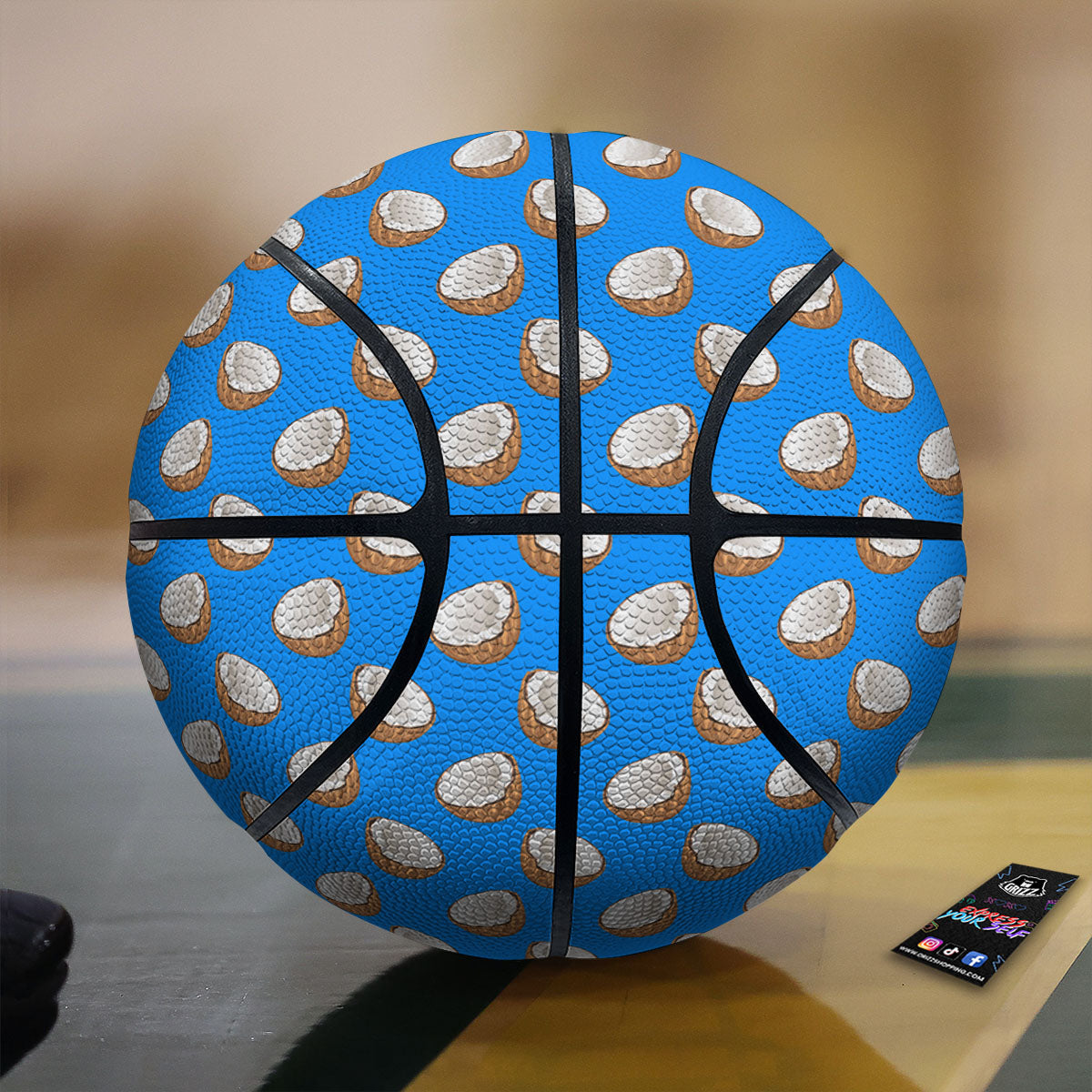 Coconut Blue Print Pattern Basketball-grizzshop