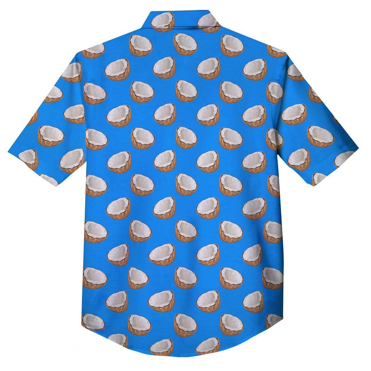 Coconut Blue Print Pattern Button Up Shirt-grizzshop