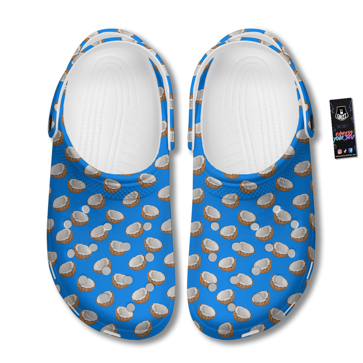 Coconut Blue Print Pattern Clog-grizzshop