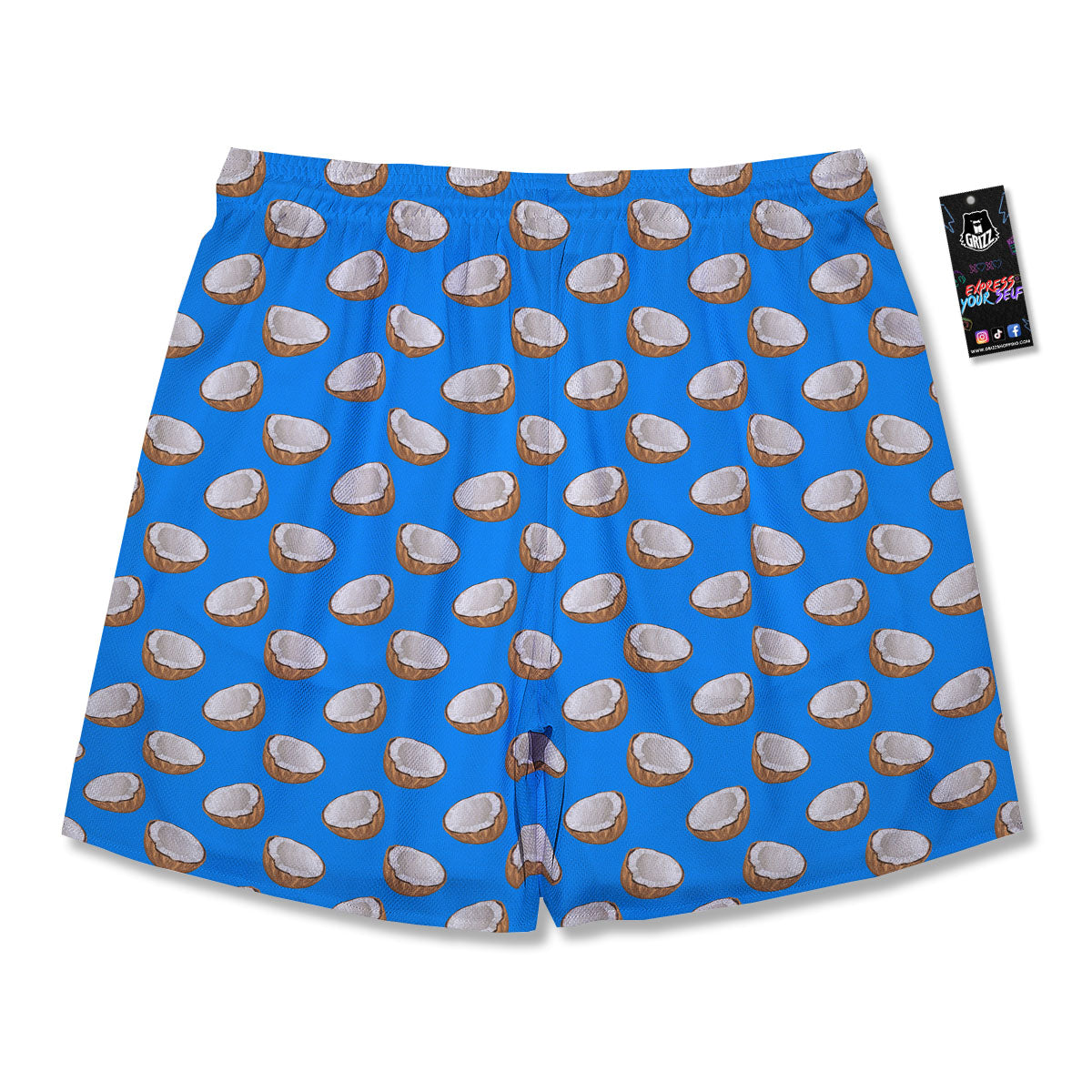 Coconut Blue Print Pattern Men's Running Shorts-grizzshop