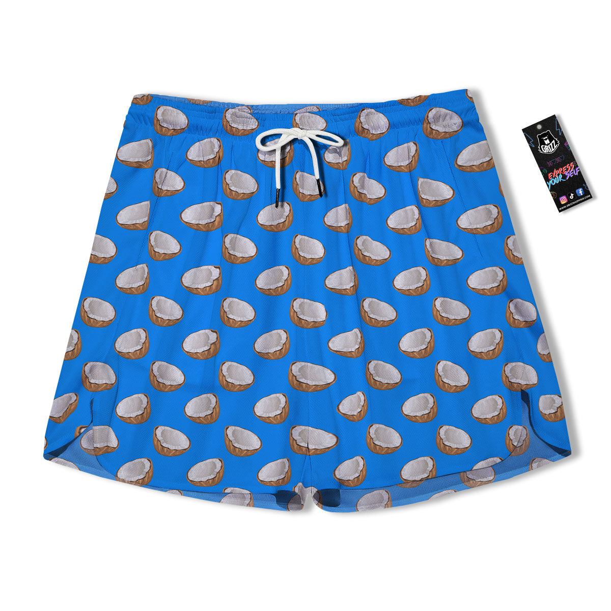 Coconut Blue Print Pattern Men's Running Shorts-grizzshop