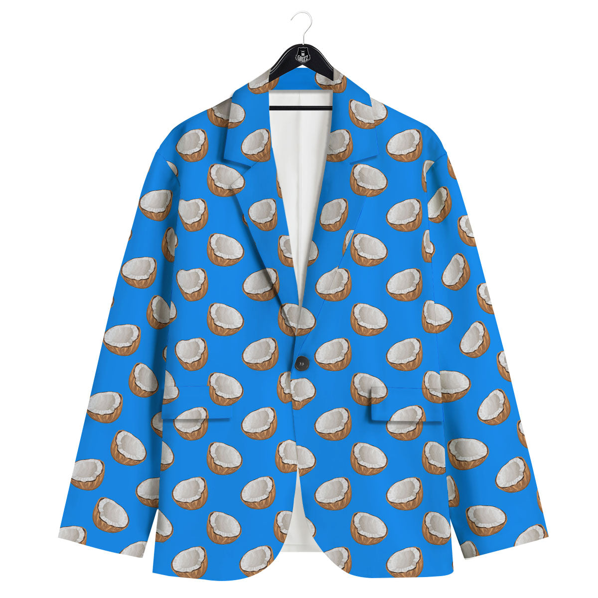 Coconut Blue Print Pattern Men's Sport Coat-grizzshop