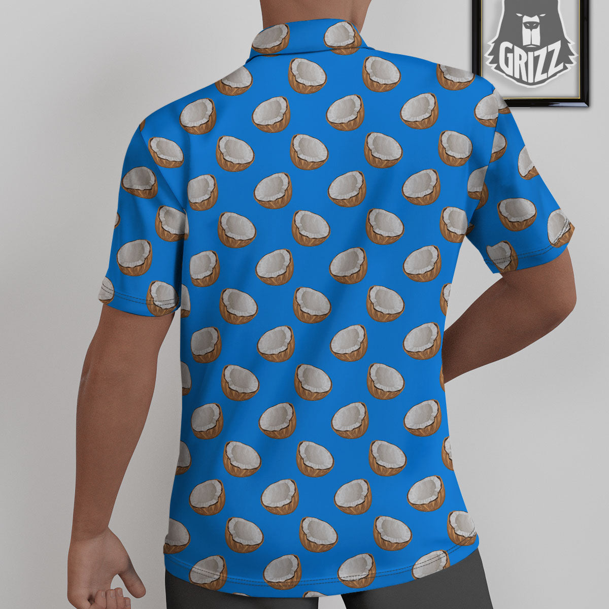Coconut Blue Print Pattern Untucked Shirts-grizzshop
