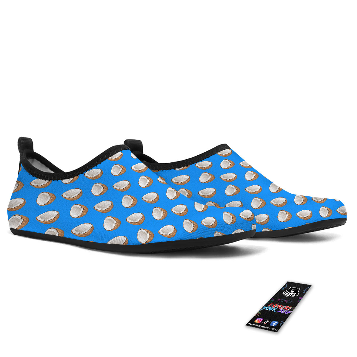 Coconut Blue Print Pattern Water Shoes-grizzshop