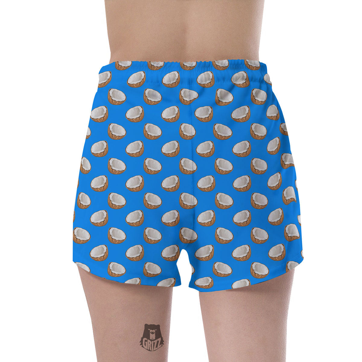 Coconut Blue Print Pattern Women's Shorts-grizzshop