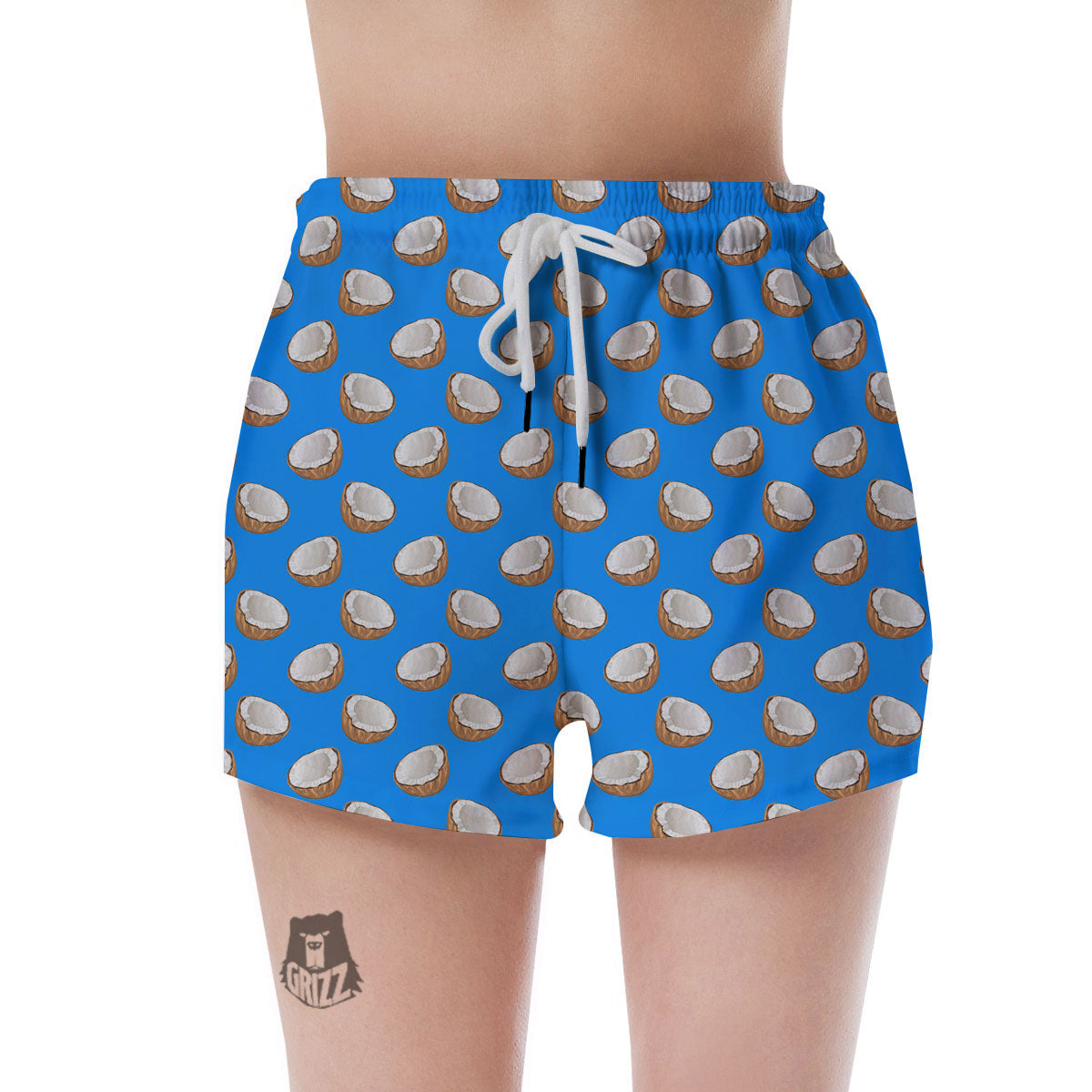 Coconut Blue Print Pattern Women's Shorts-grizzshop