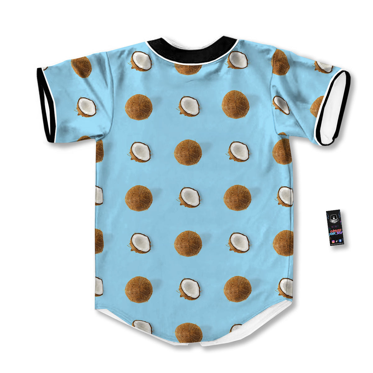 Coconut Blue Summer Print Pattern Baseball Jersey-grizzshop