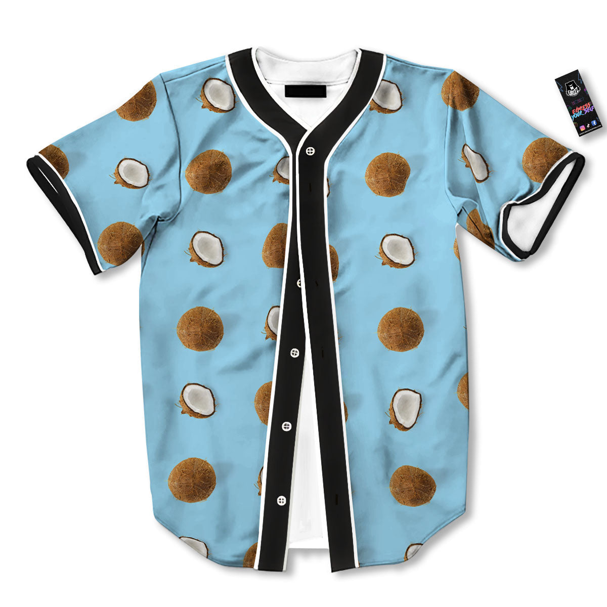 Coconut Blue Summer Print Pattern Baseball Jersey-grizzshop