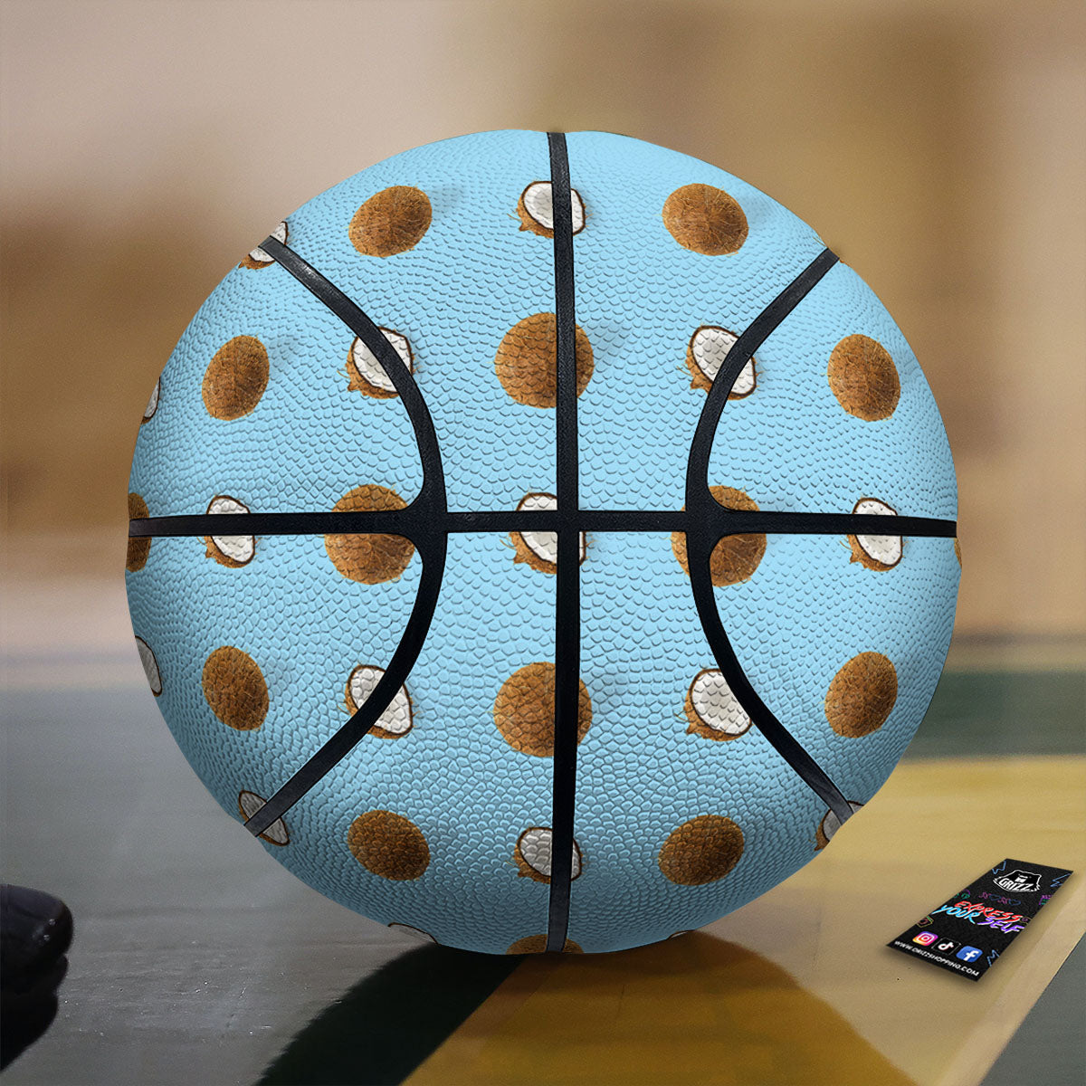 Coconut Blue Summer Print Pattern Basketball-grizzshop