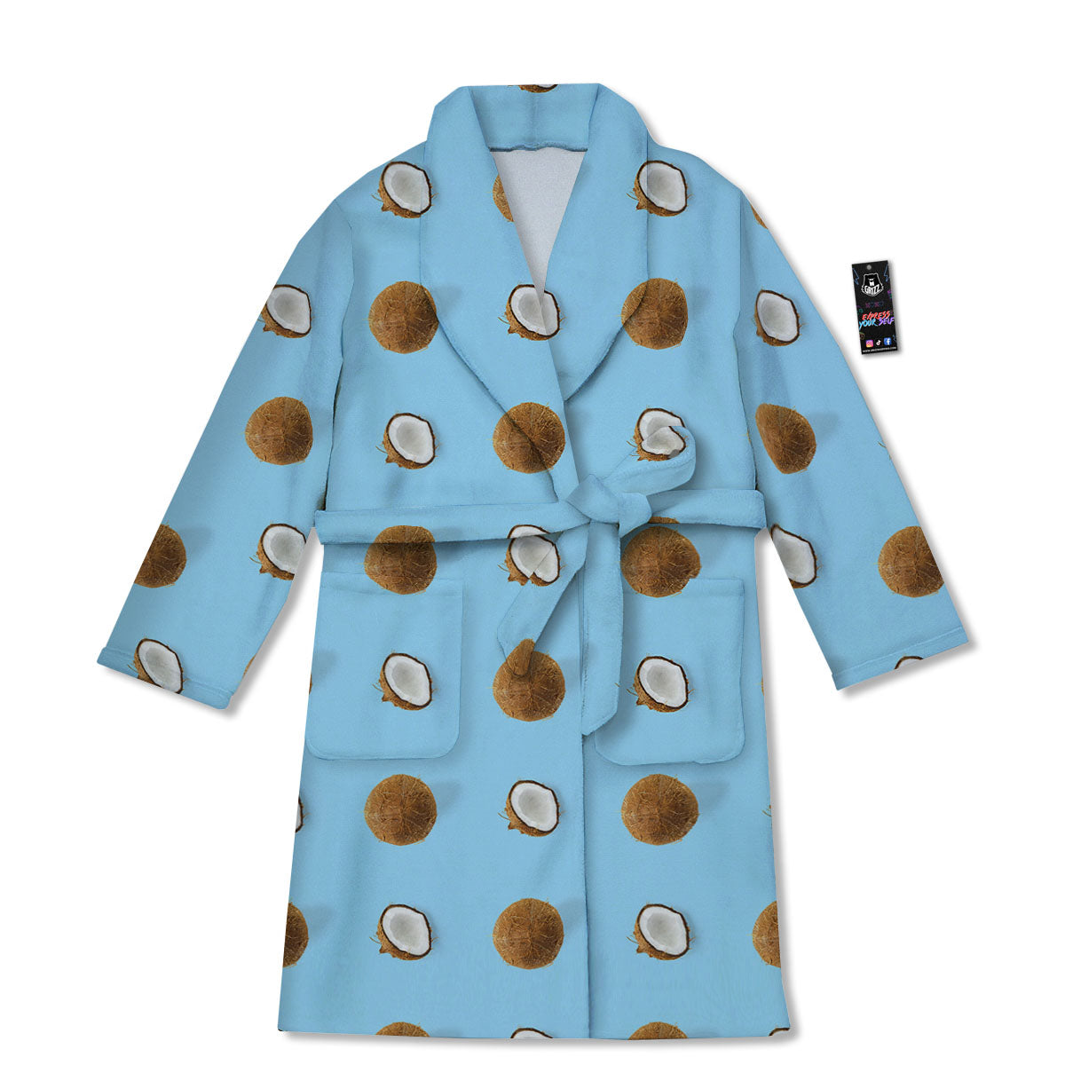 Coconut Blue Summer Print Pattern Bathrobe-grizzshop