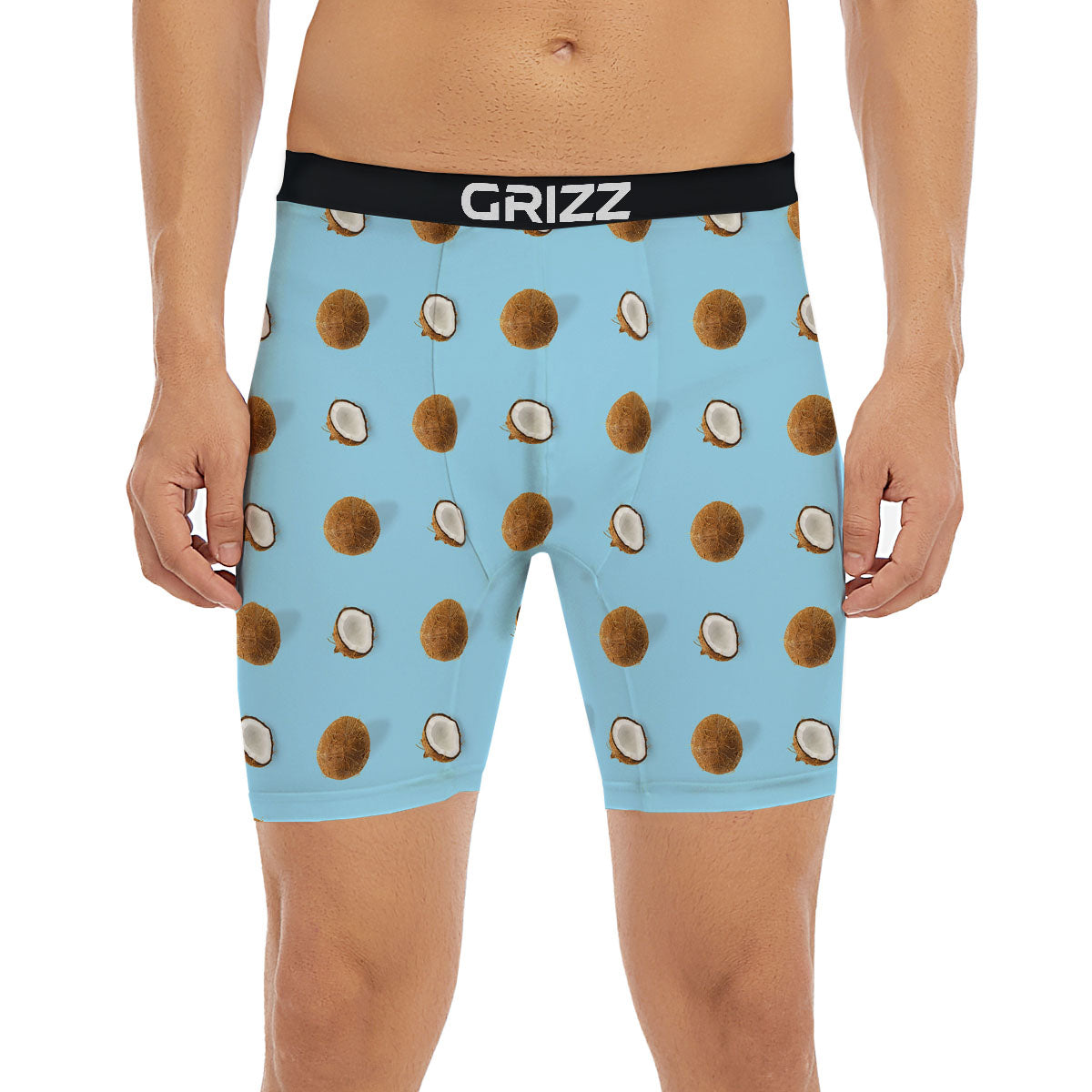 Coconut Blue Summer Print Pattern Boxer Briefs-grizzshop