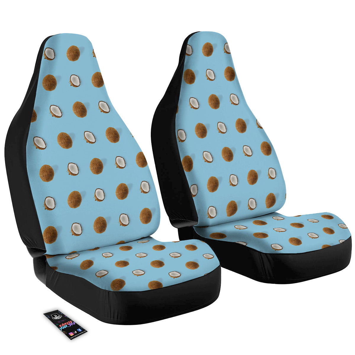 Coconut Blue Summer Print Pattern Car Seat Covers-grizzshop
