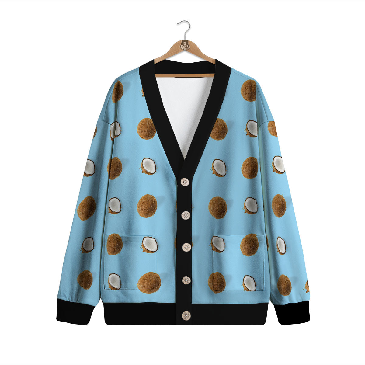 Coconut Blue Summer Print Pattern Cardigan-grizzshop