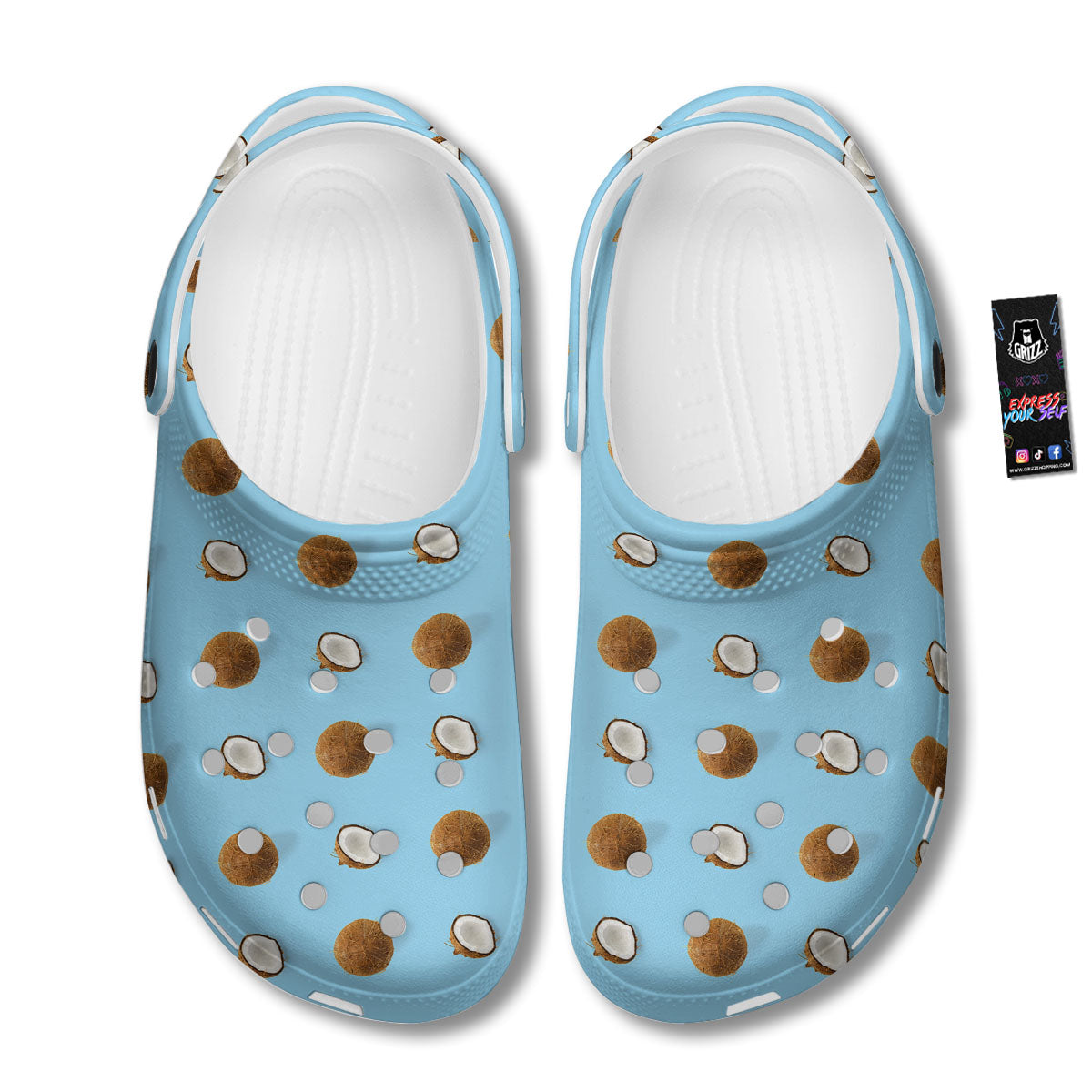 Coconut Blue Summer Print Pattern Clog-grizzshop