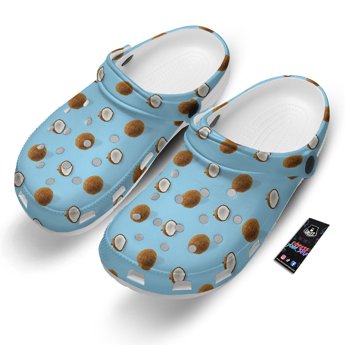 Coconut Blue Summer Print Pattern Clog-grizzshop