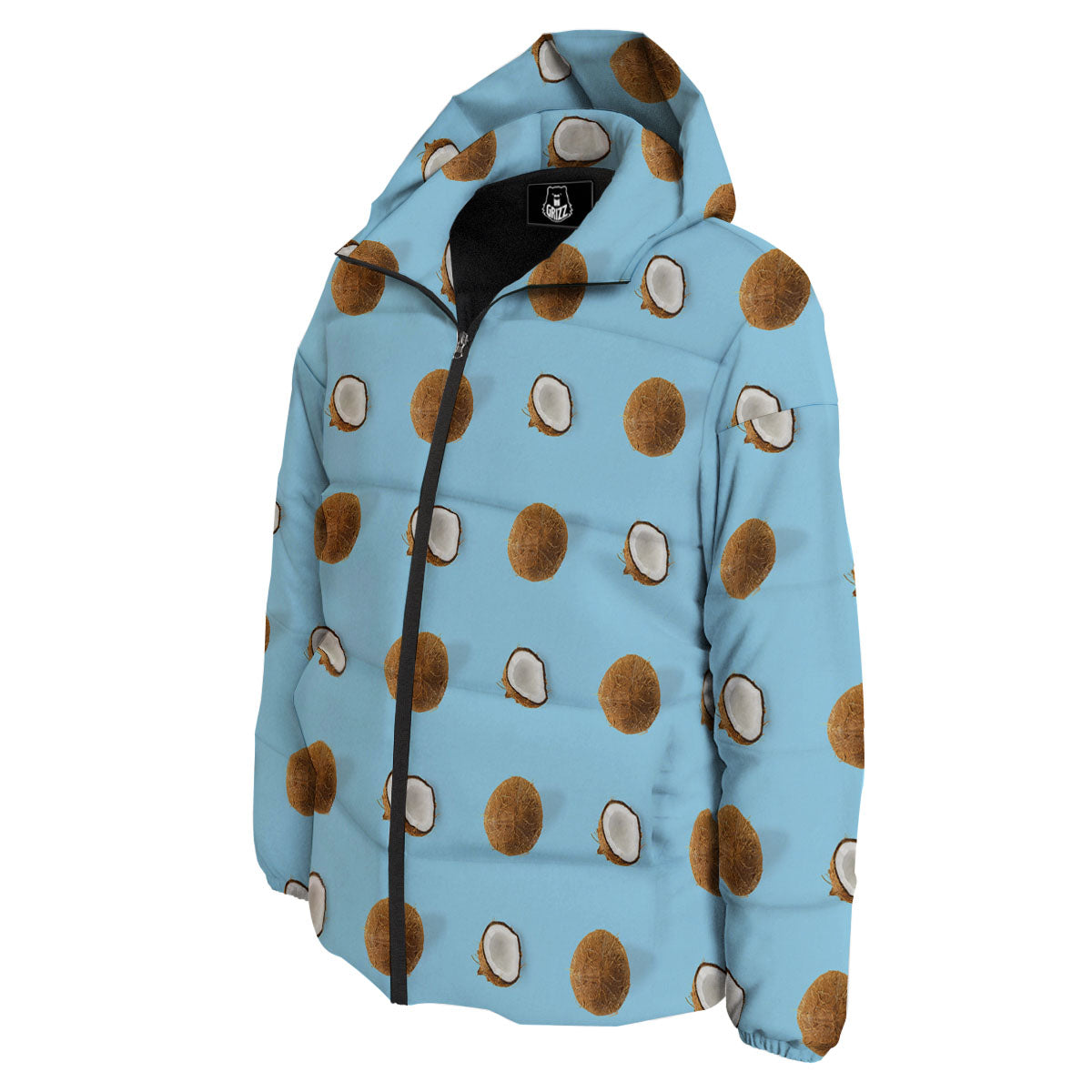 Coconut Blue Summer Print Pattern Down Jacket-grizzshop